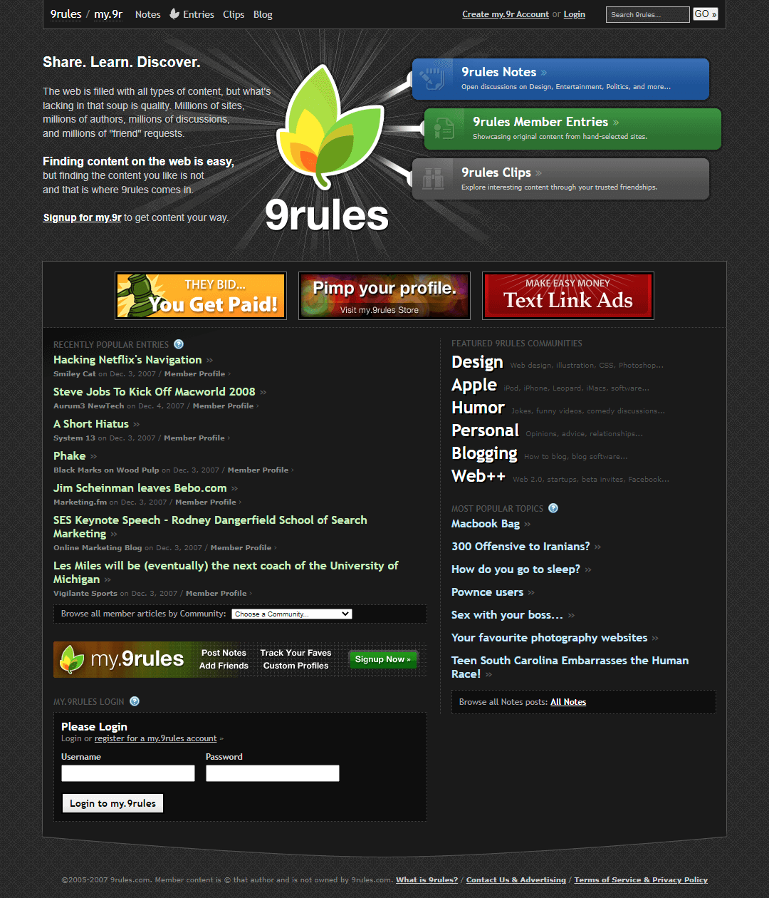 9rules website in 2007