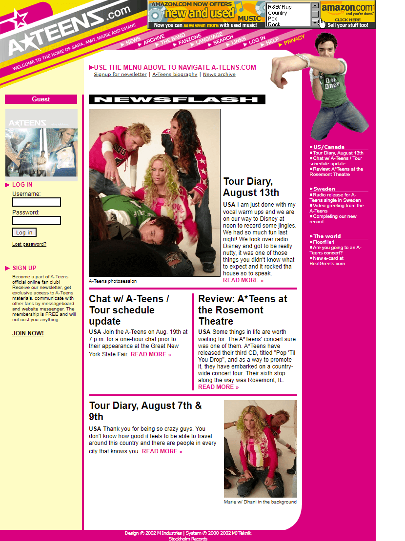 A-Teens website in 2002