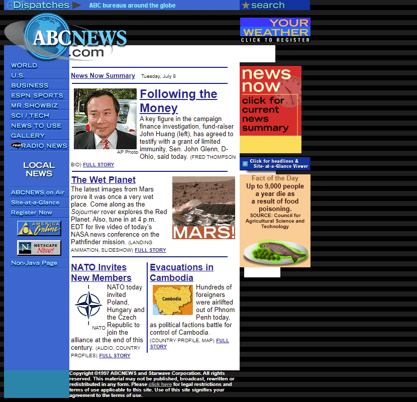 ABC News website in 1997