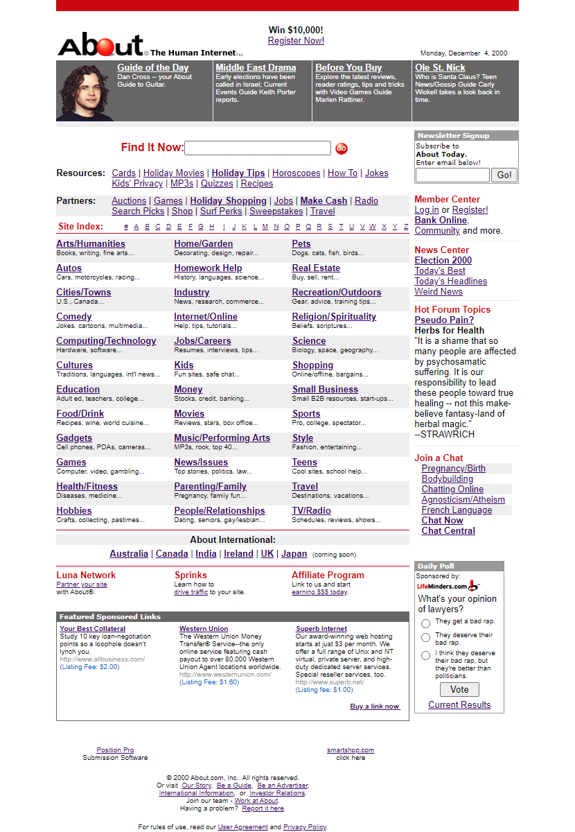 About.com website in 2000