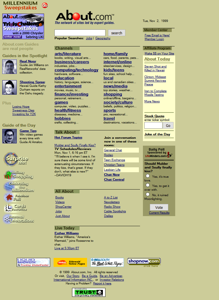 About.com website in 1999