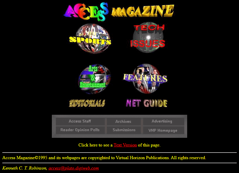 Access Magazine website in 1995