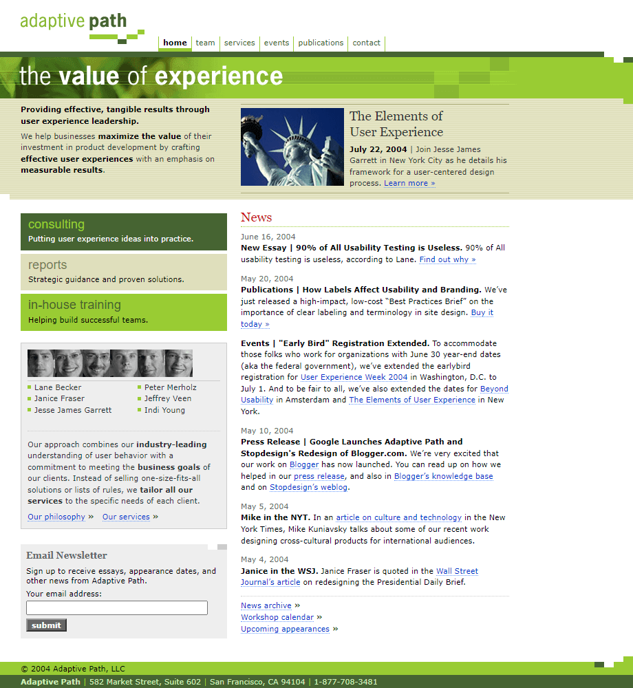 Adaptive Path website in 2004