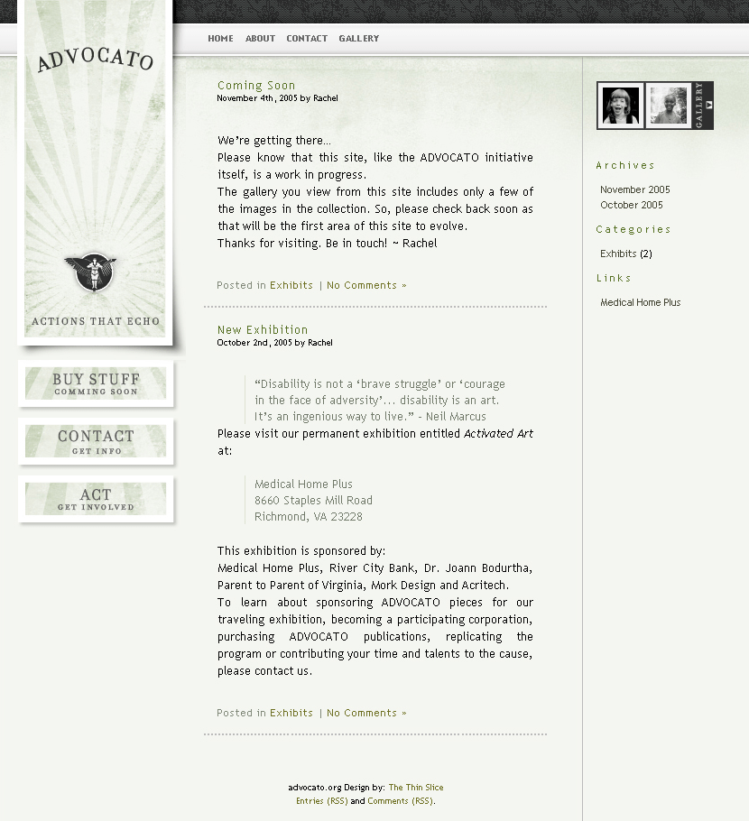 Advocato website in 2005
