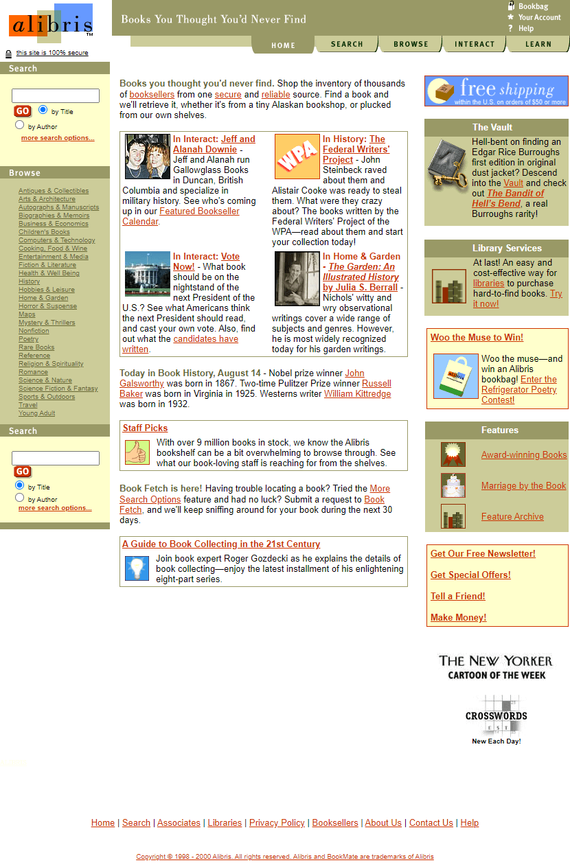Alibris website in 2000