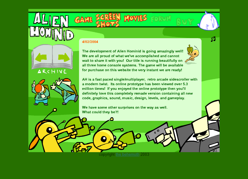 Alien Hominid flash website in 2004