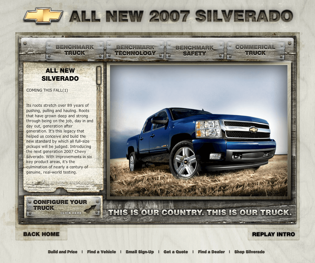All New 2007 Silverado flash website in 2006