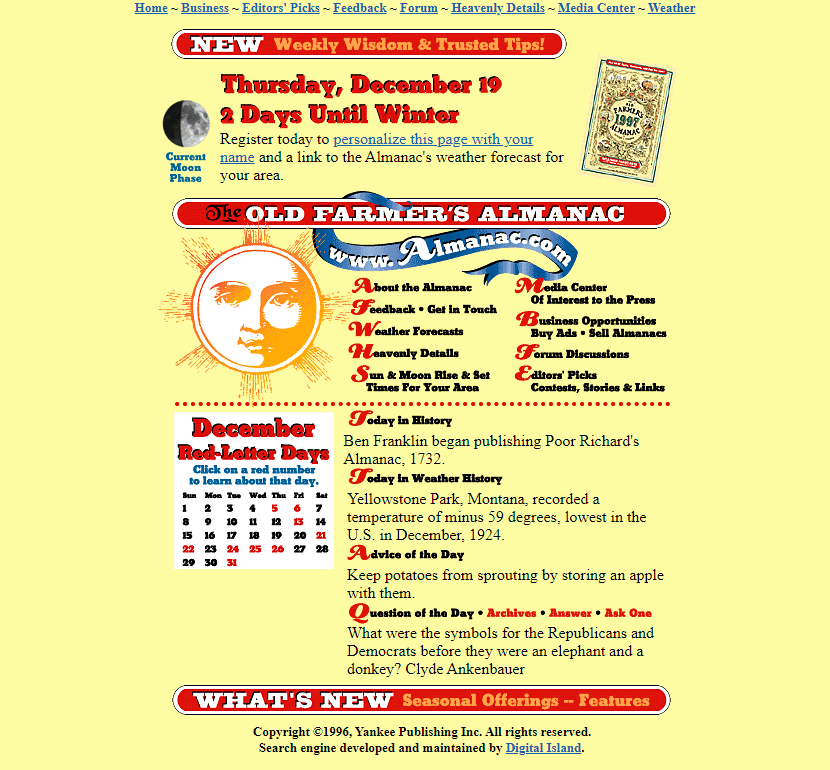 Almanac.com in 1996