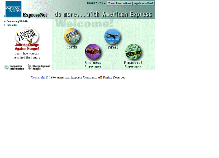 American Express website in 1996