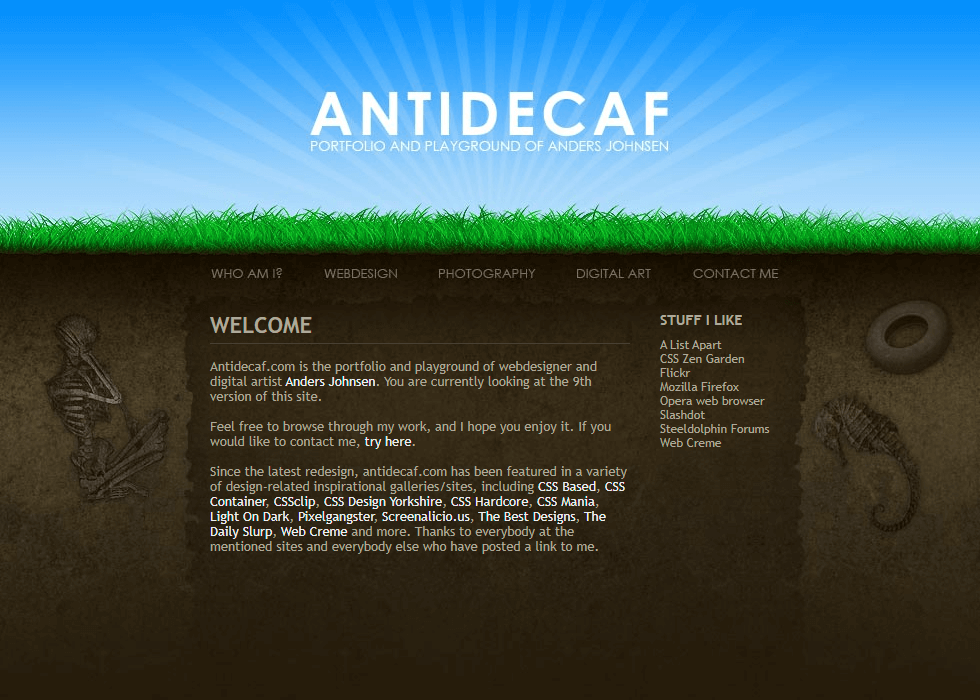 Antidecaf website in 2007