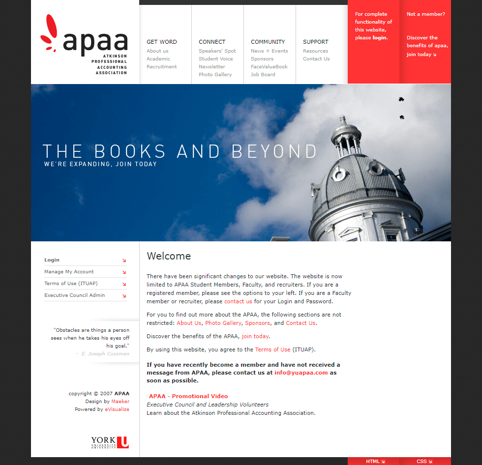 APAA website in 2007