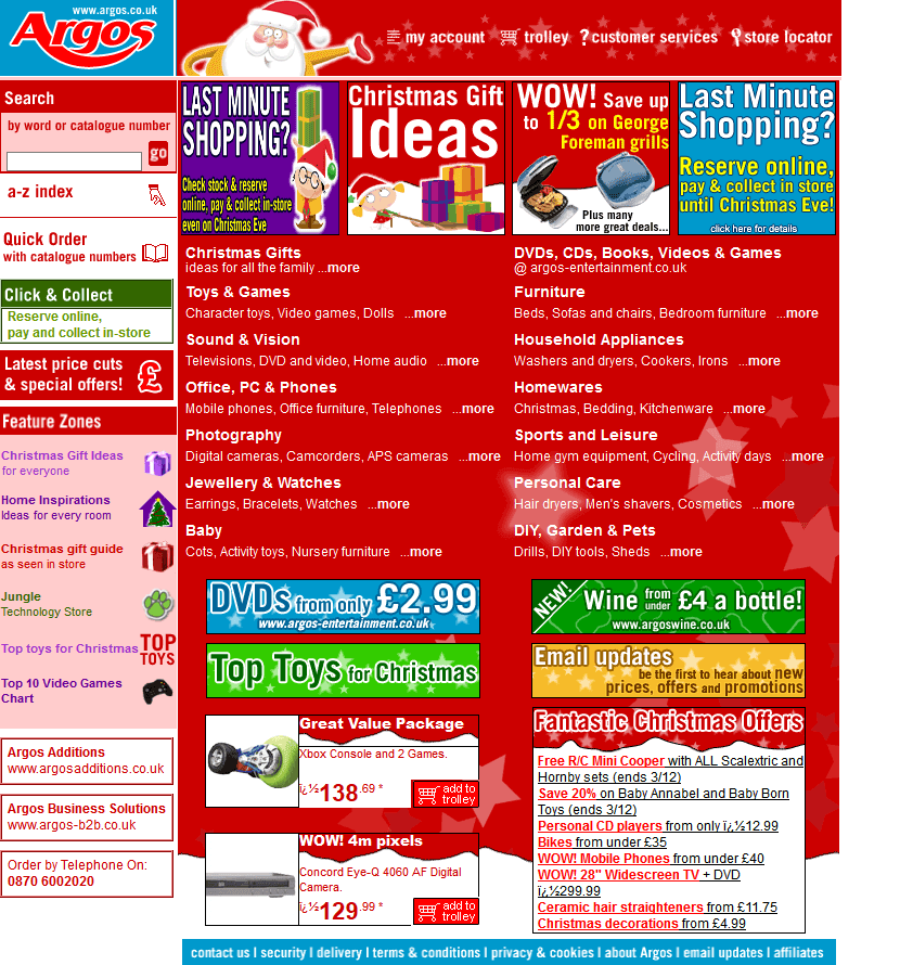 Argos website in 2003