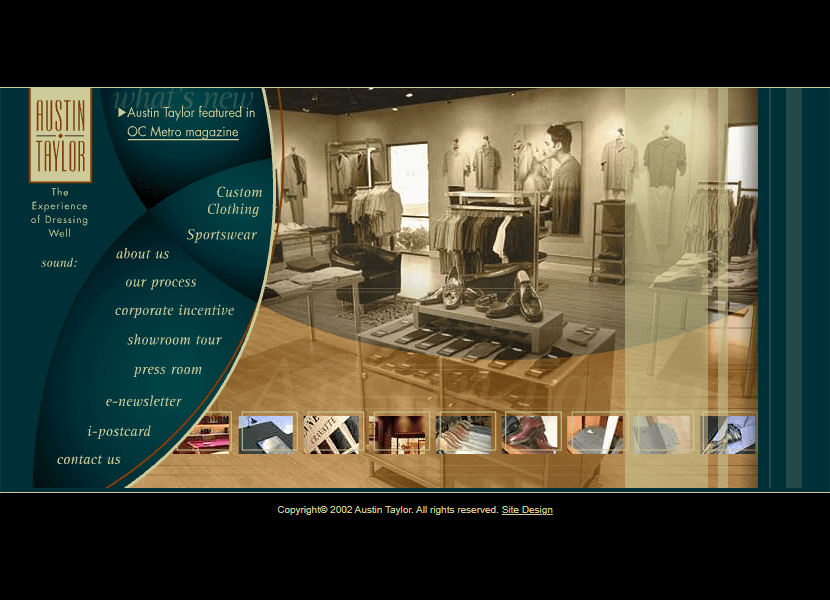 Austin Taylor Custom Wardrobe Design flash website in 2002