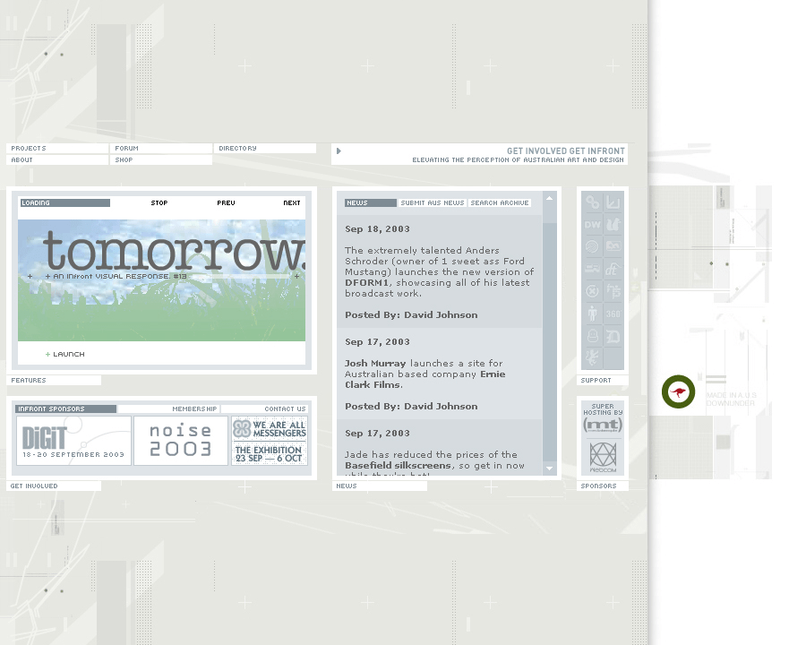 Australian INfront website in 2003