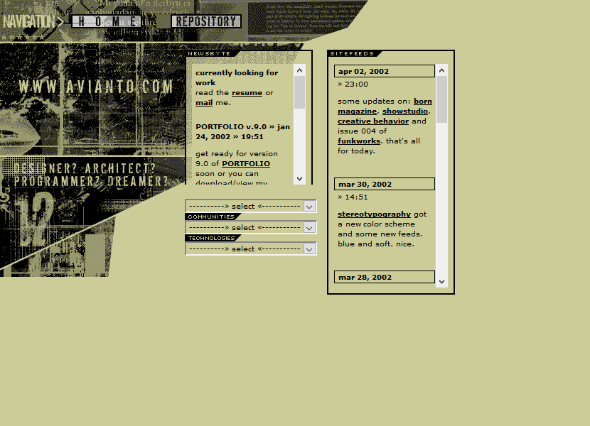 Avianto website in 2002