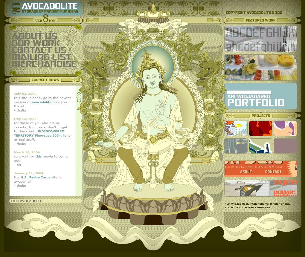 Avocadolite website in 2004