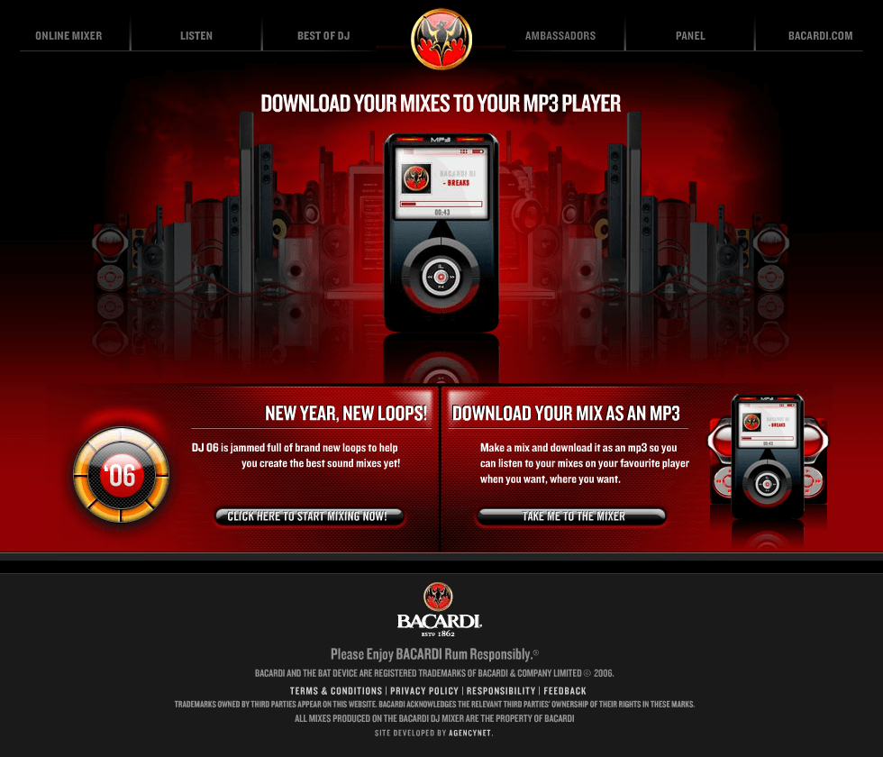 Bacardi DJ flash website in 2006