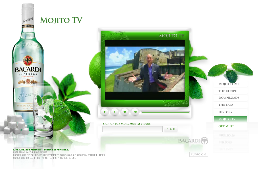 Bacardi Mojito flash website in 2005