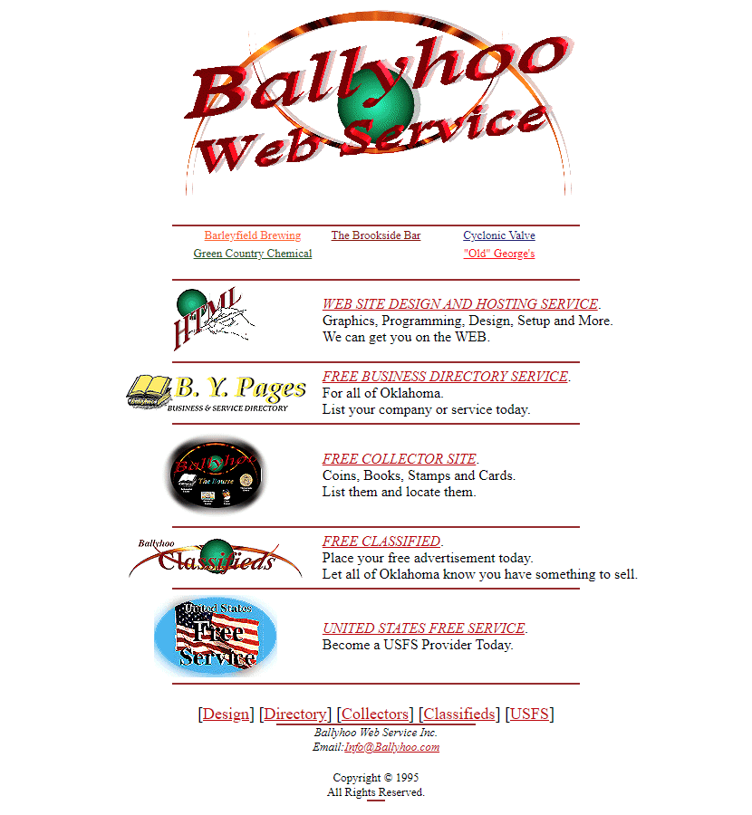 Ballyhoo Web Service in 1995