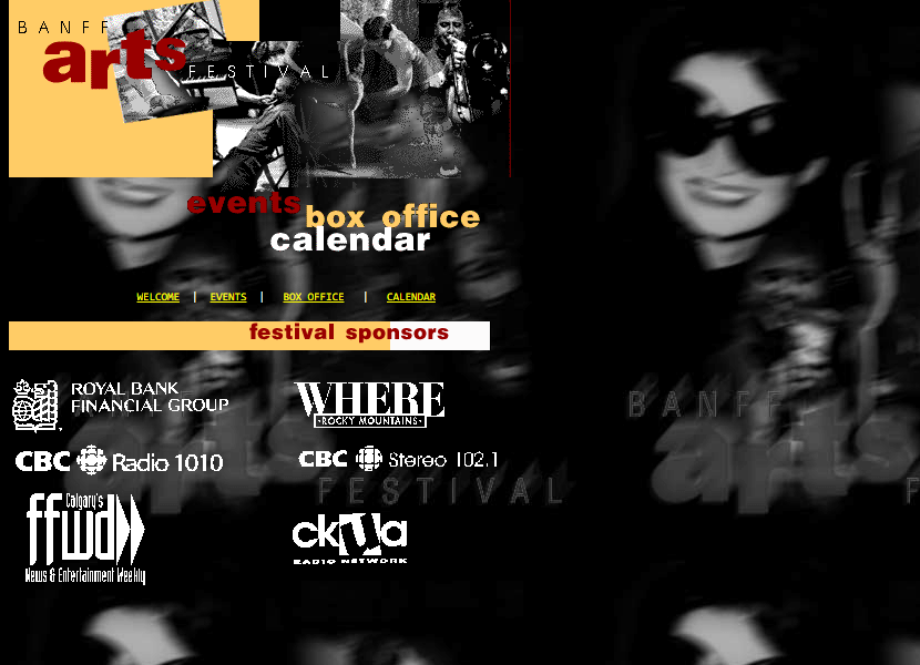 Banff Arts Festival website in 1997