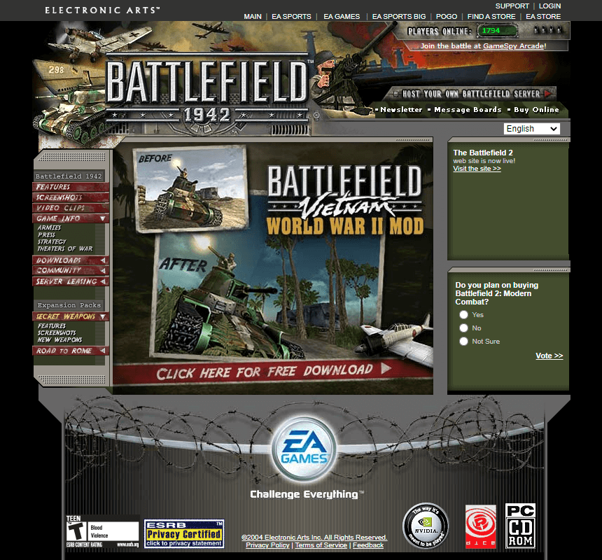 Battlefield 1942 website in 2006