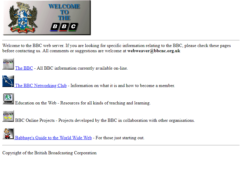 BBC website in 1998