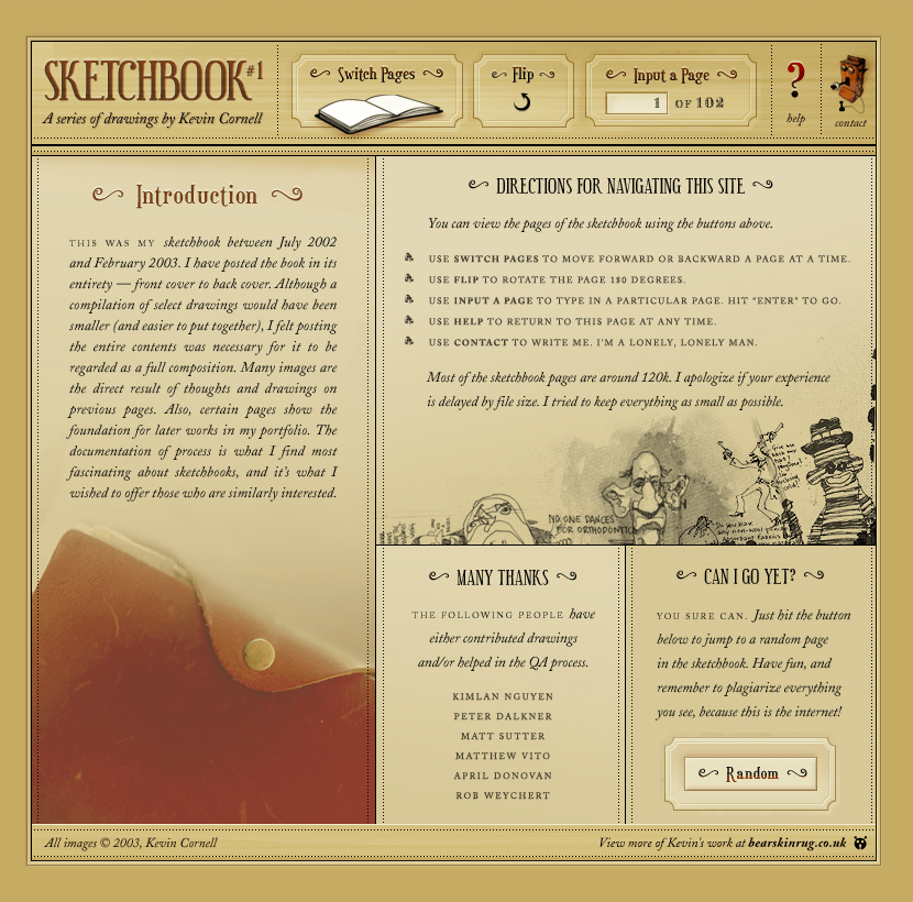 Bearskinrug Sketchbook flash website in 2003