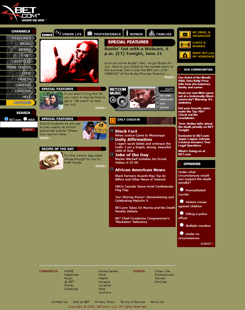 BET website in 2000
