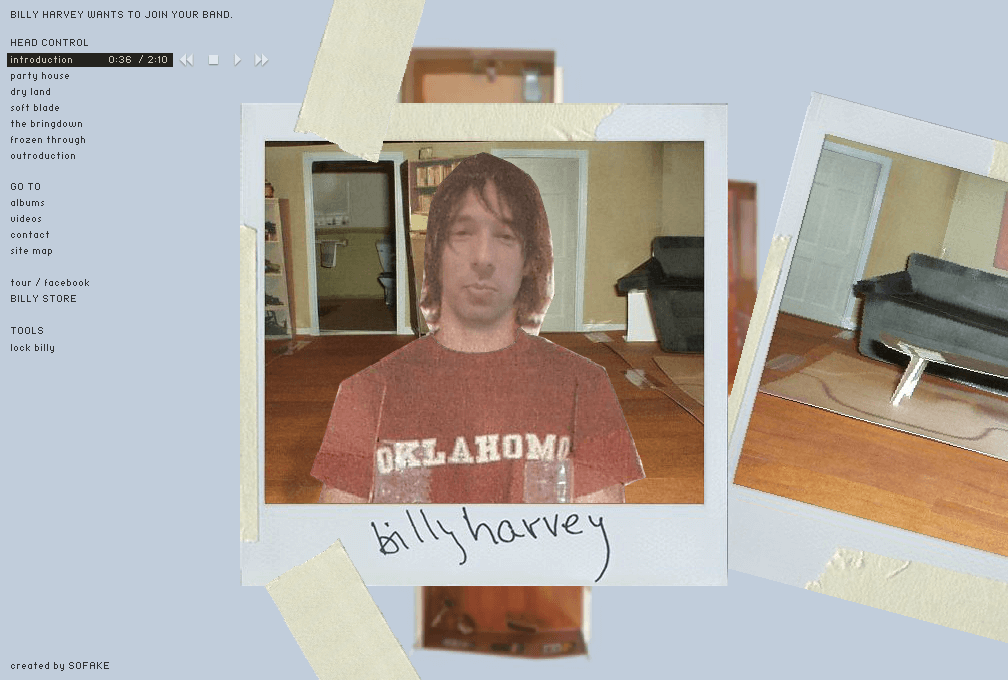 Billy Harvey Music flash website in 2004