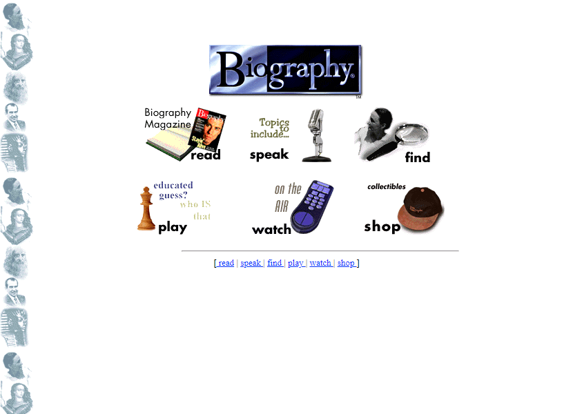 Biography website in 1996