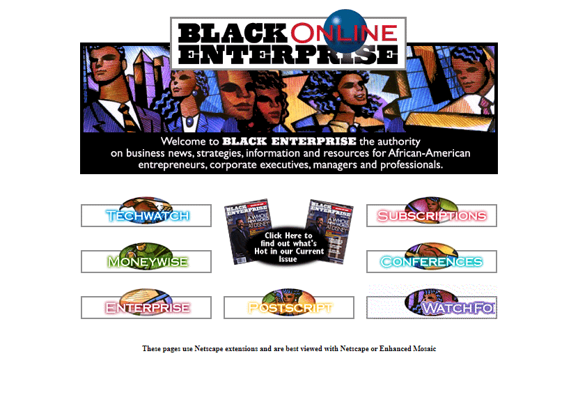 Black Enterprise Magazine website in 1996