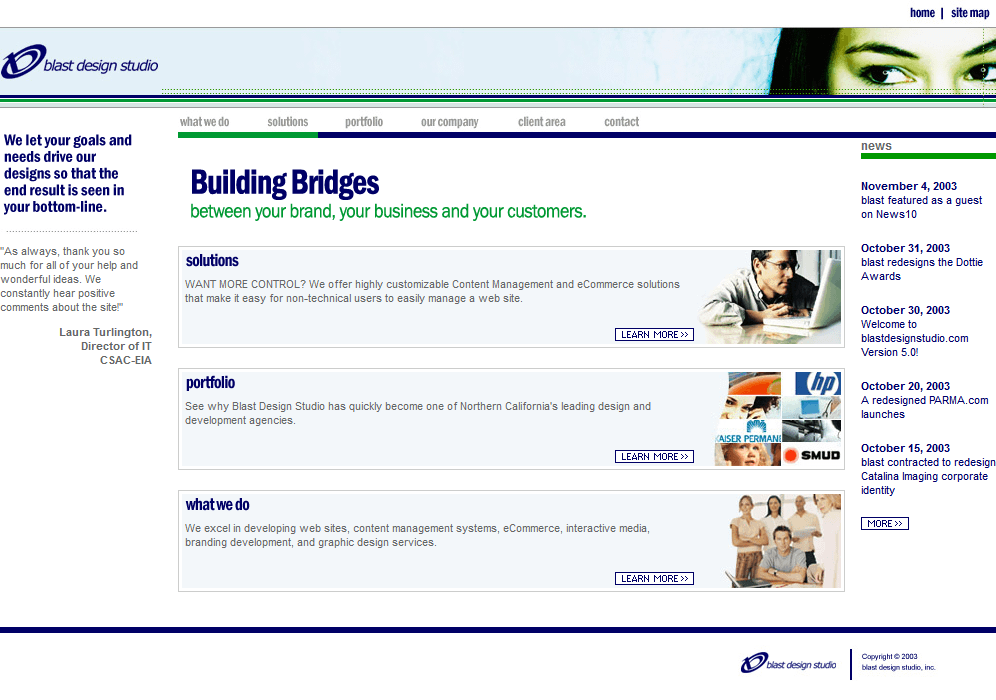 Blast Design Studio website in 2003