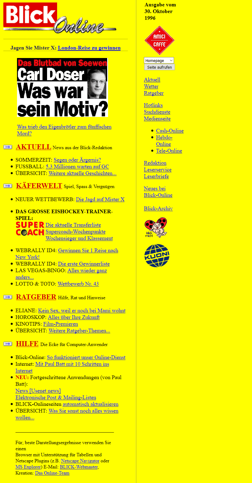 Blick.ch website in 1996