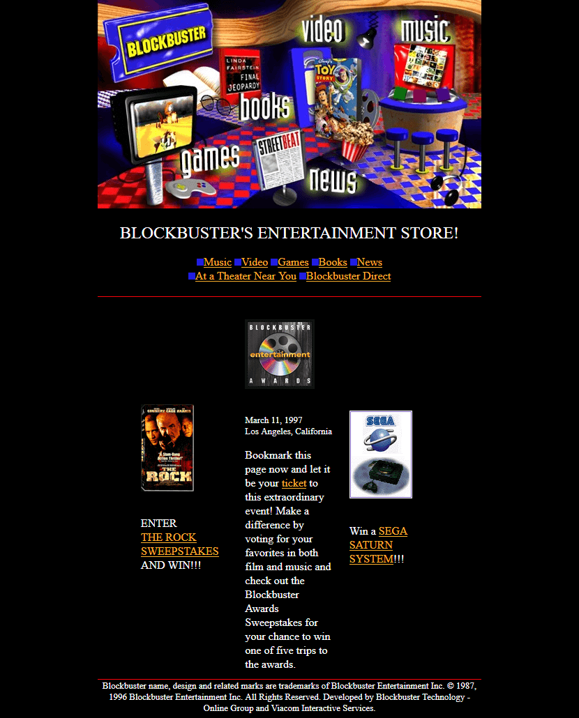 Blockbuster website in 1996