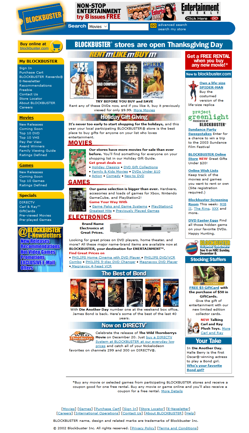 Blockbuster website in 2002