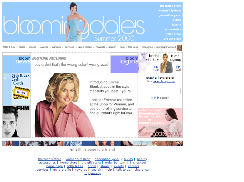 Bloomingdale’s website in 2000