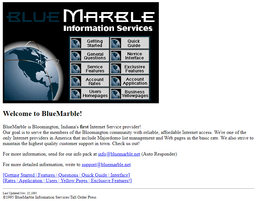 BlueMarble website in 1995