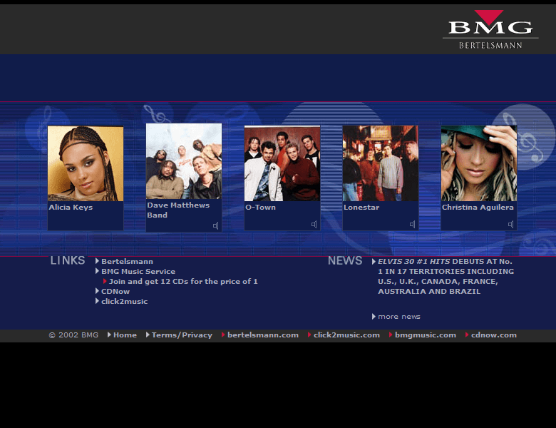 BMG.com website in 2002