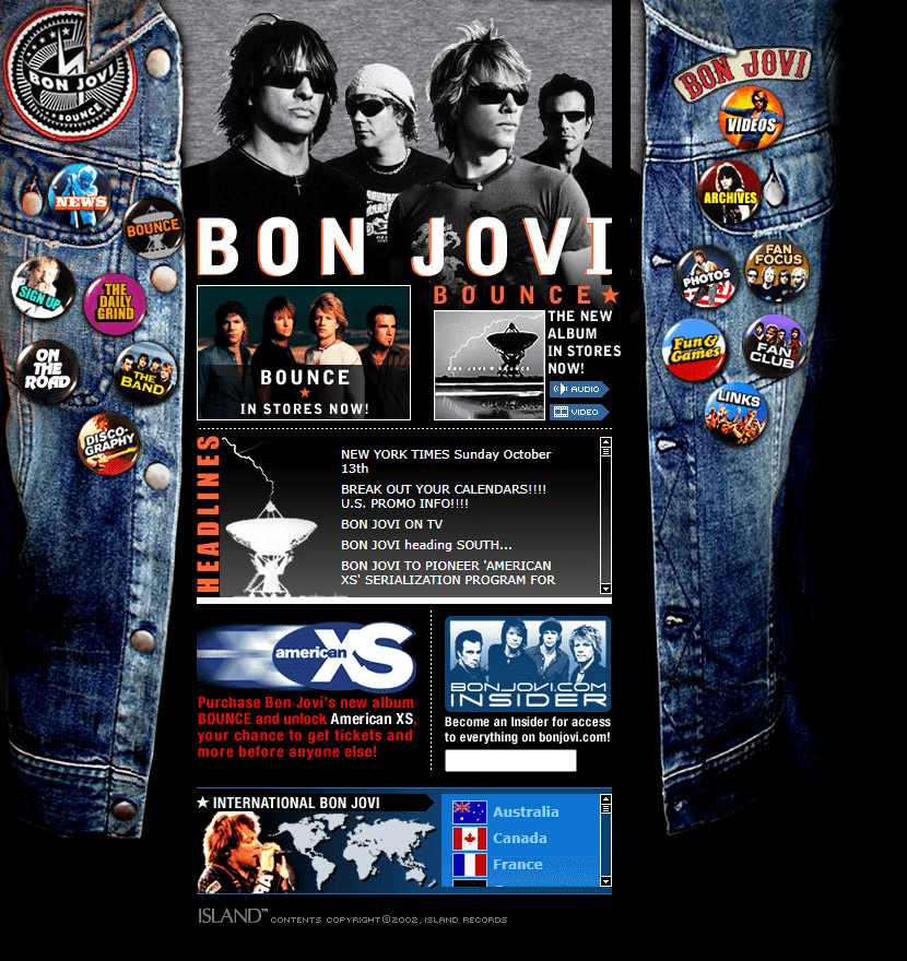 Bon Jovi website in 2002