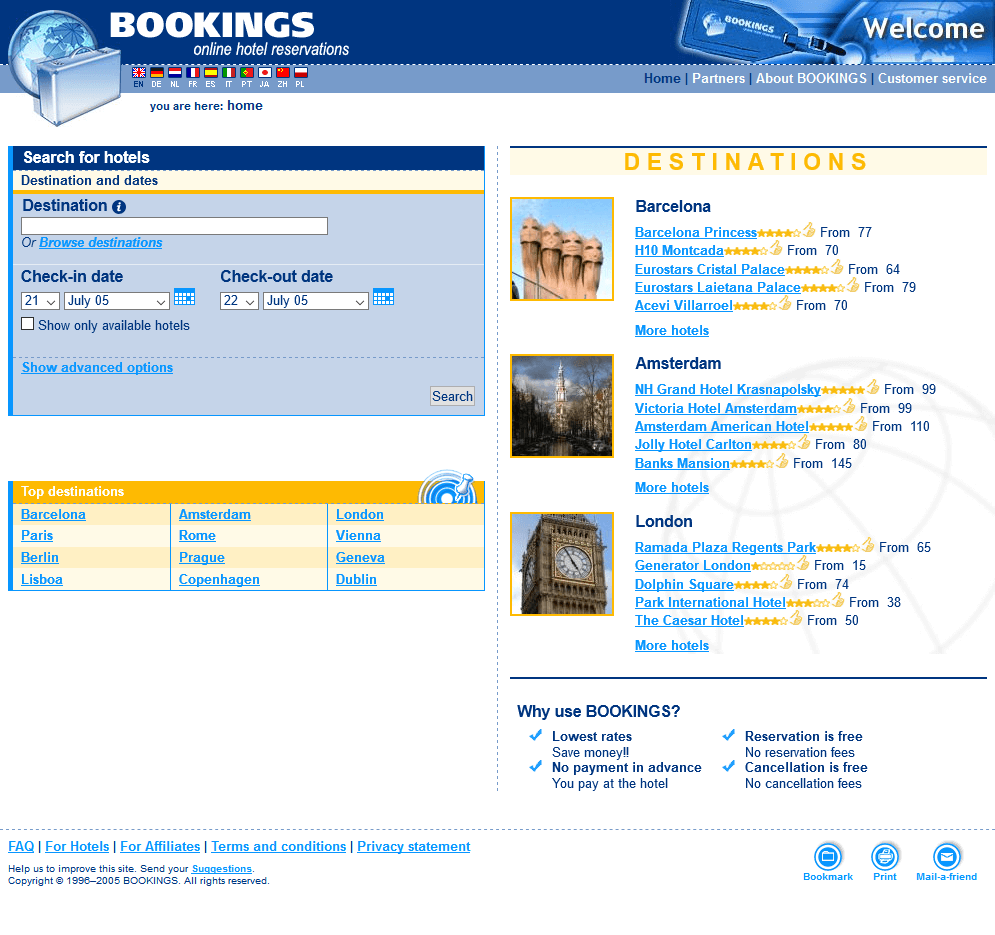 Booking.com in 2005