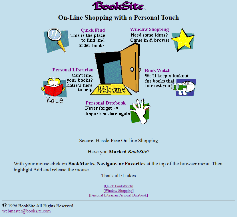 BookSite website in 1996