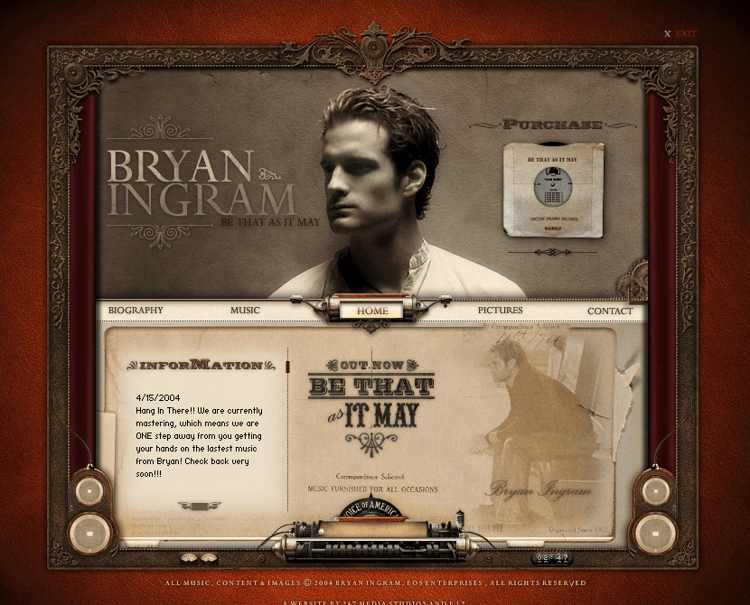 Bryan Ingram website in 2004
