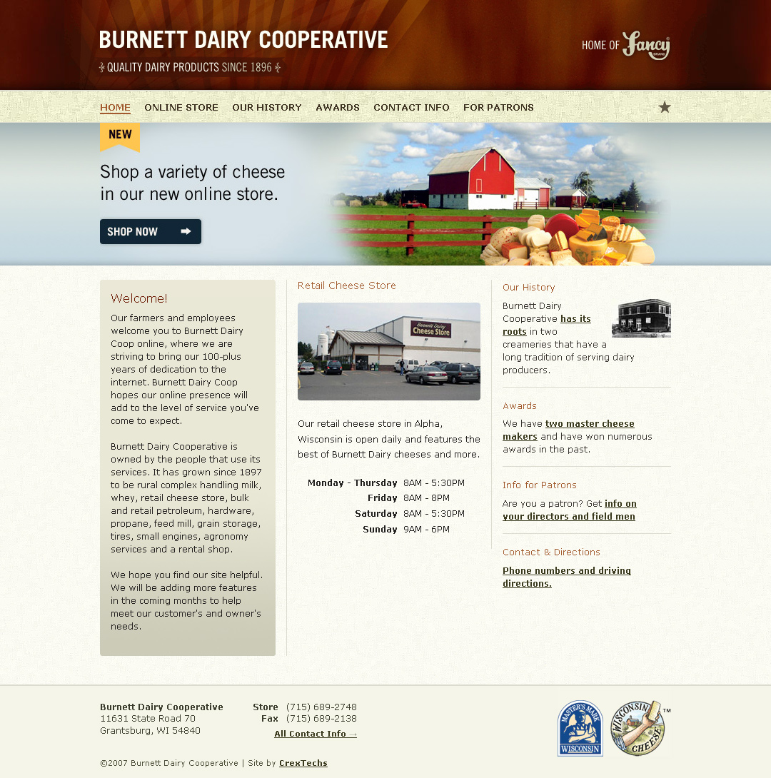 Burnett Diary Cooperative website in 2007