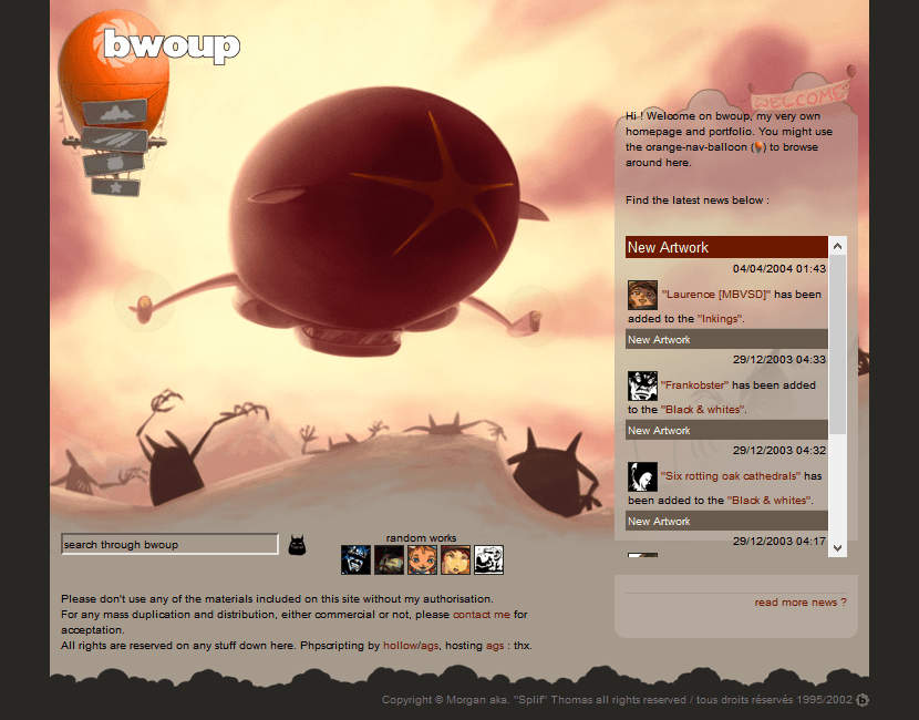 bwoup website in 2004