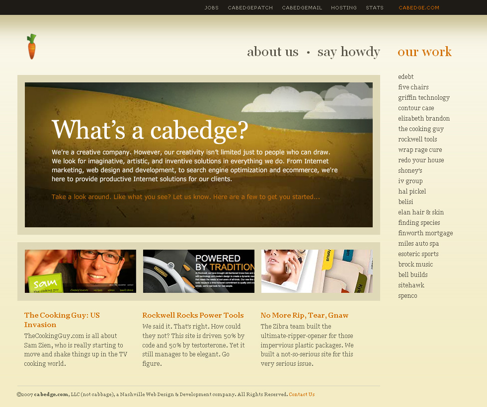 Cabedge website in 2007