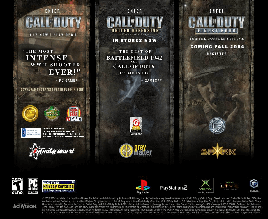 Call of Duty website in 2004