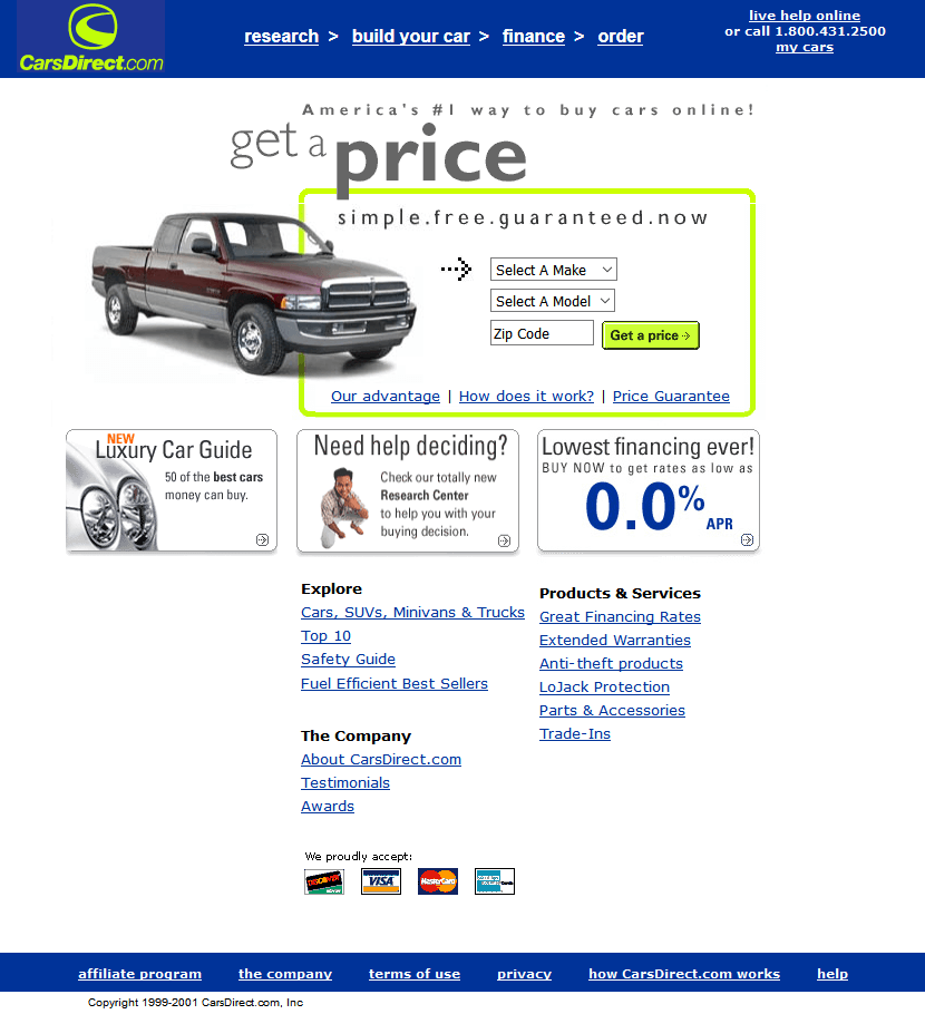 CarsDirect.com website in 2001