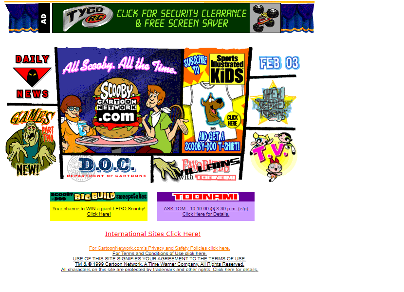 Cartoon Network website in 1999