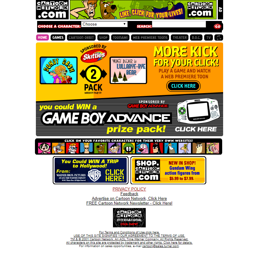 Cartoon Network in 2001 - Web Design Museum