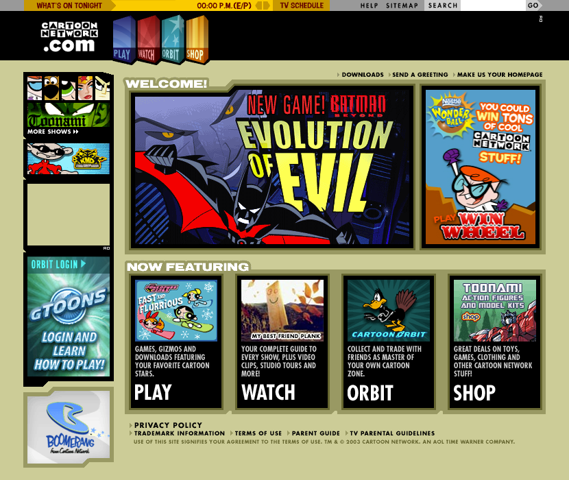 Cartoon Network in 2001 - Web Design Museum